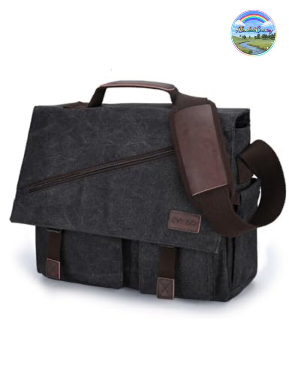 Water Resistant Canvas Messenger Bag Padded Laptop Briefcase Satchel for Work